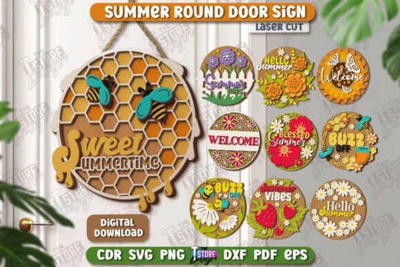 Download Summer Round Signs Laser Cut Bundle |CNC - Premium Resources