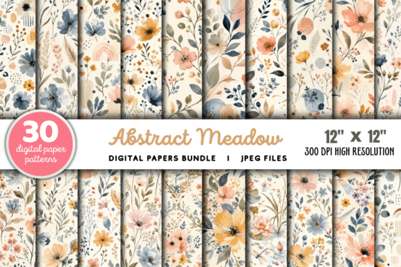 Download Abstract Meadow Flower Pattern Bundle - Premium Resources