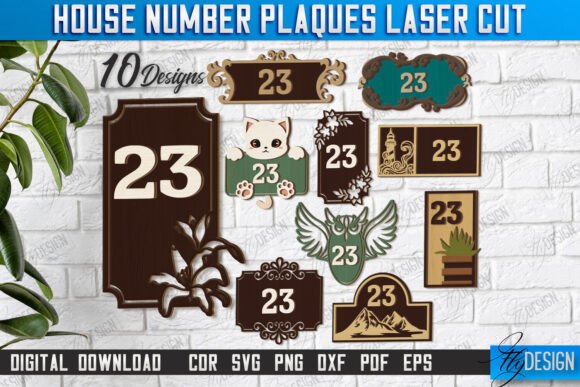 Download House Number Plaques Laser Cut Bundle - Premium Resources